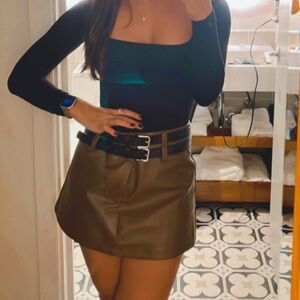 Brown pleather mini skirt!